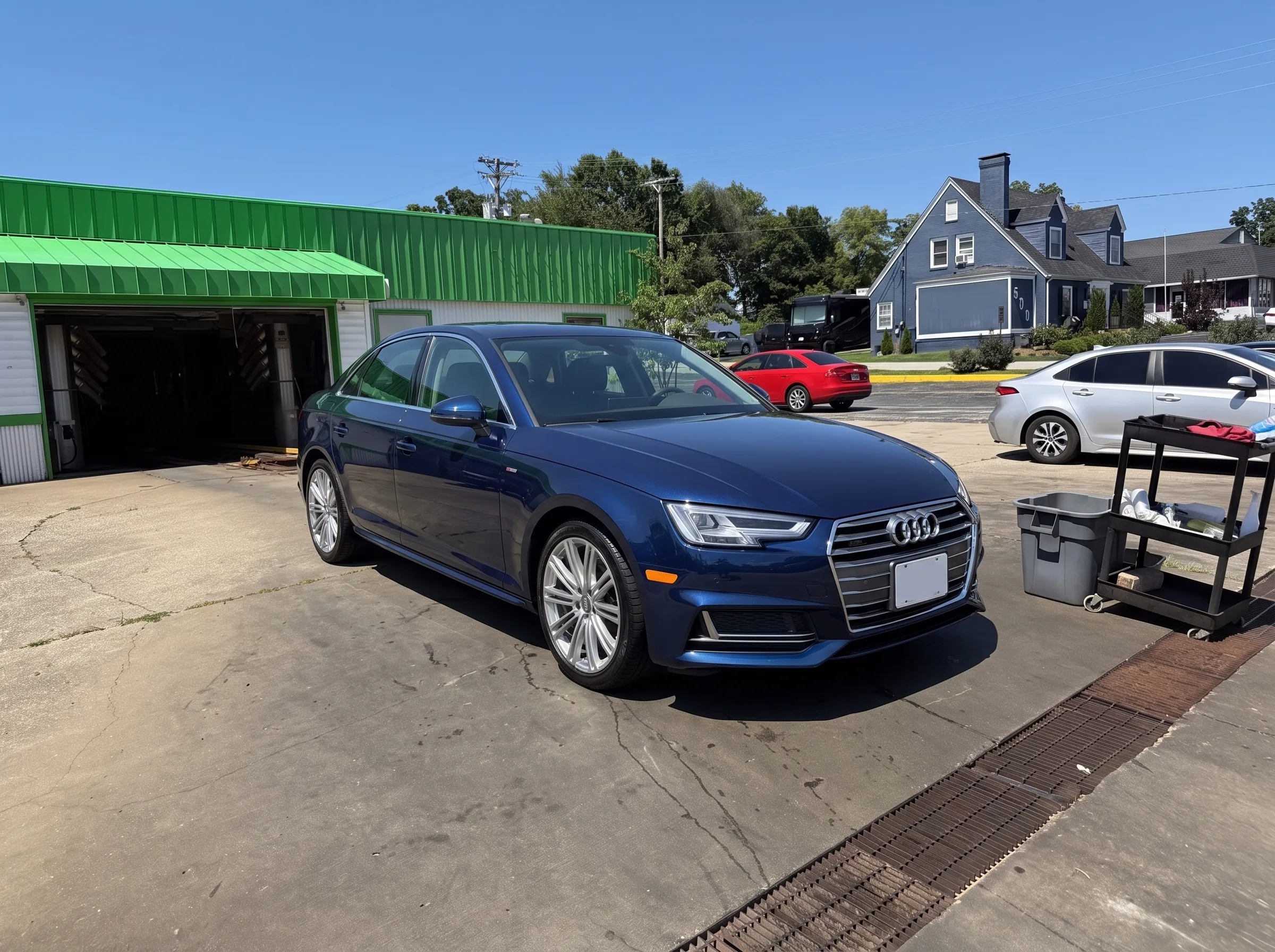 Blue sedan · full detail